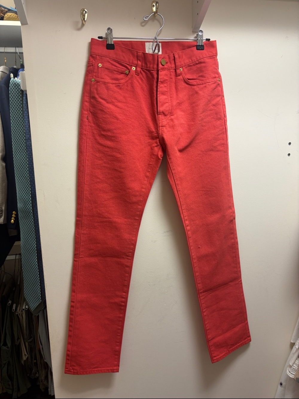 Sid Mashburn Men's Slim Straight Jeans in Red